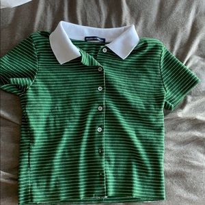 Brandy Melville Shirt！Green strips Caroline top